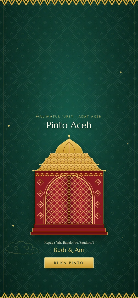 Contoh undangan digital pernikahan template Rumoh Songket (Aceh)