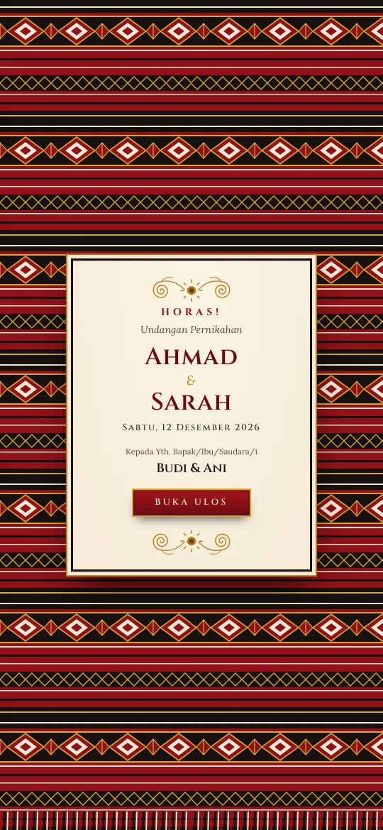 Template undangan pernikahan digital Ulos Tradition (Batak)