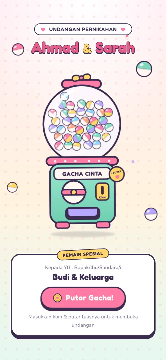 Template undangan pernikahan digital Gacha Cinta