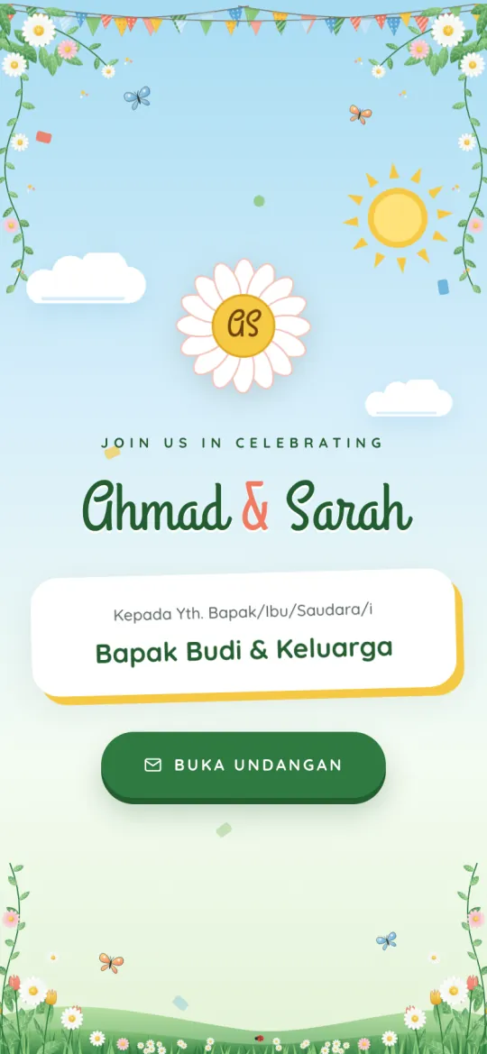 Tampilan template Garden Party