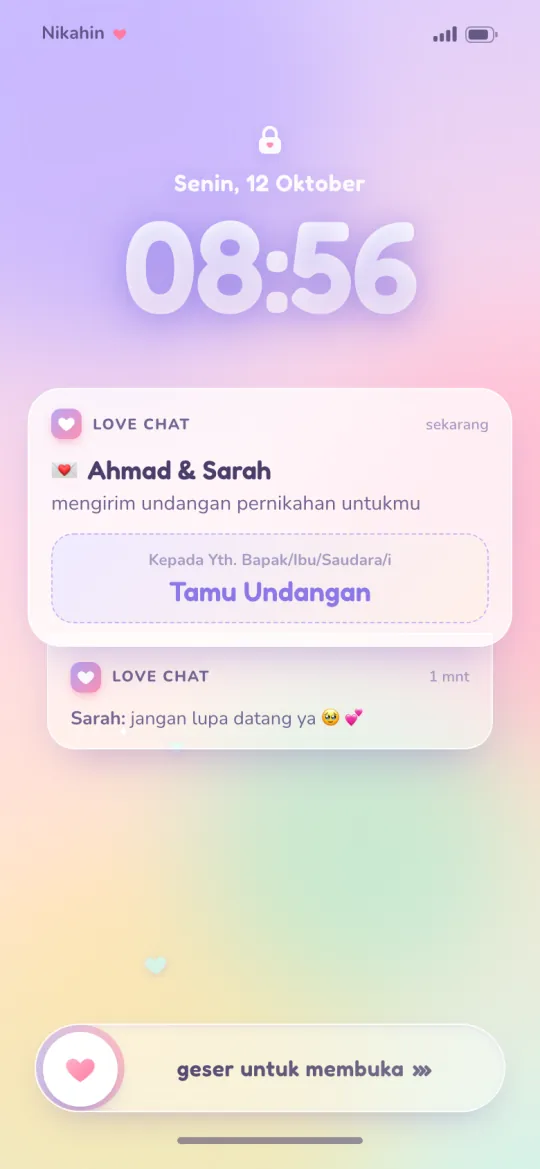 Tampilan template Love Chat