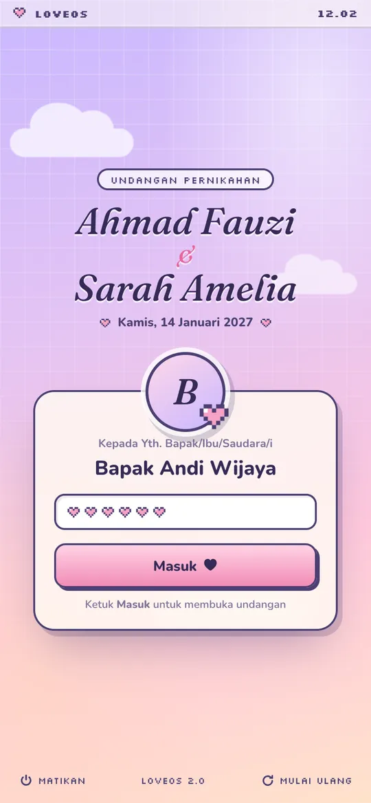 Tampilan template Love OS