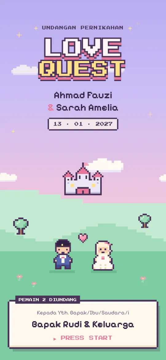 Tampilan template Love Quest