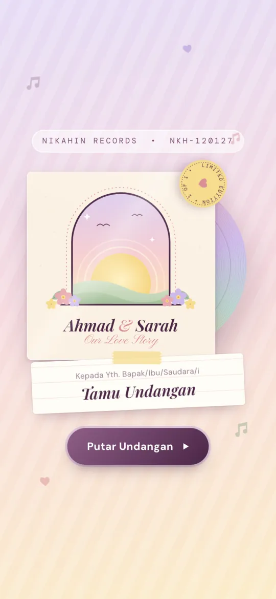 Tampilan template Love Record