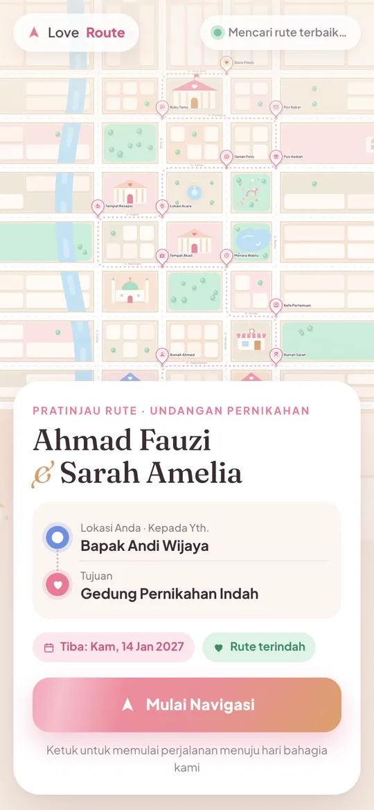 Tampilan template Love Route