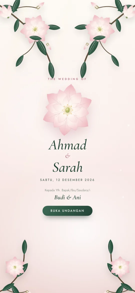 Contoh undangan digital pernikahan template Magnolia Pagi