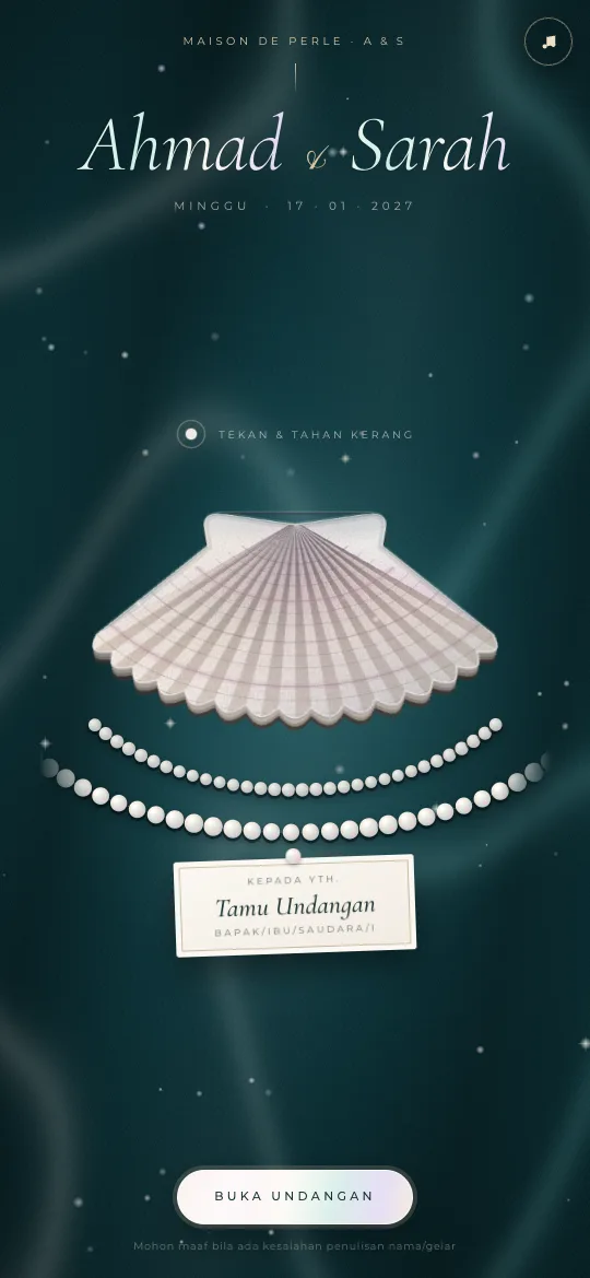 Template undangan pernikahan digital Pearl Nacre