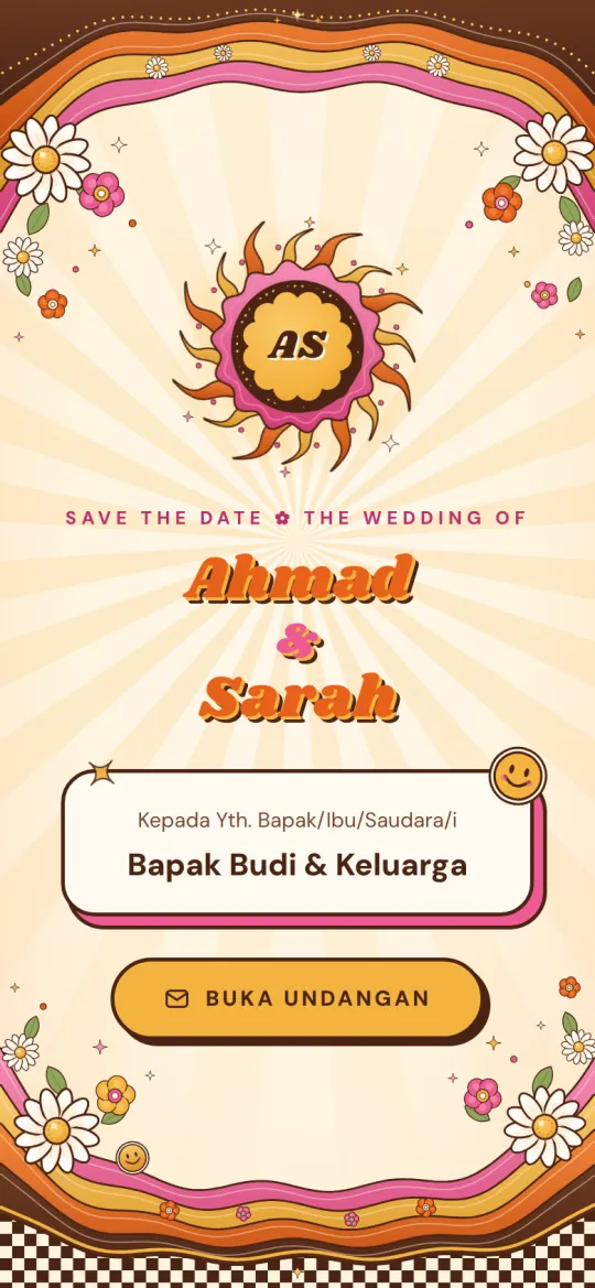 Tampilan template Retro Groovy