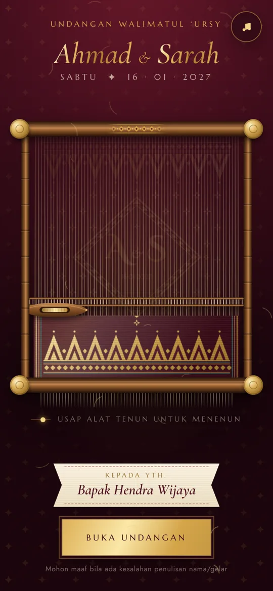 Tampilan template Tenun Songket