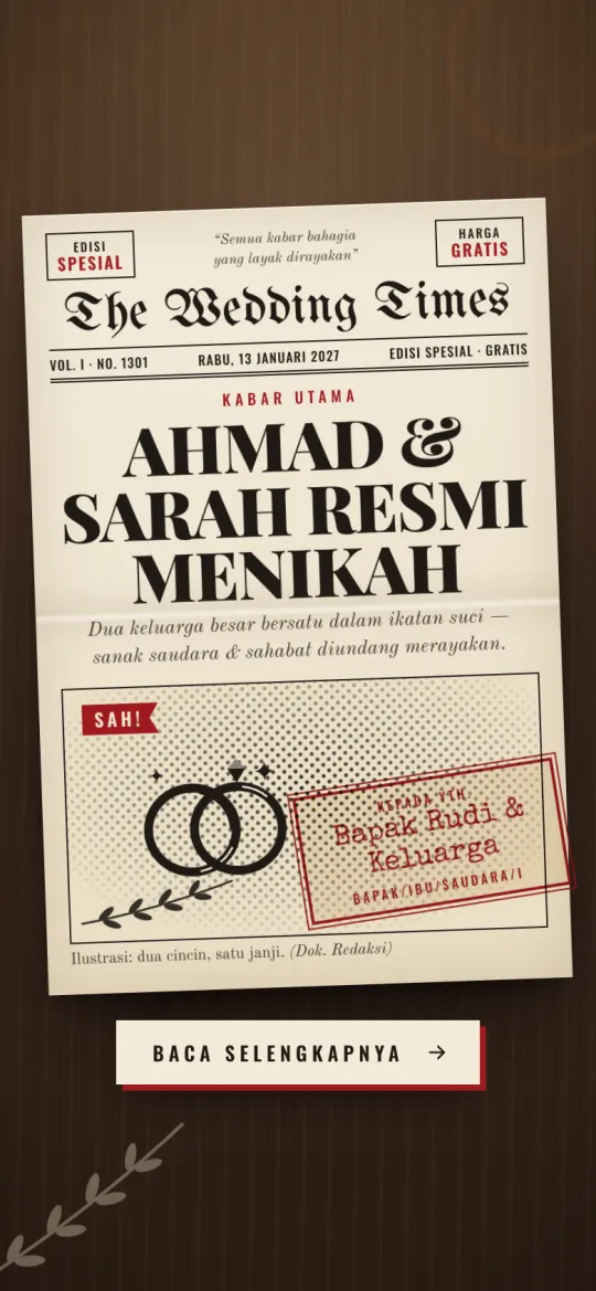 Tampilan template The Wedding Times